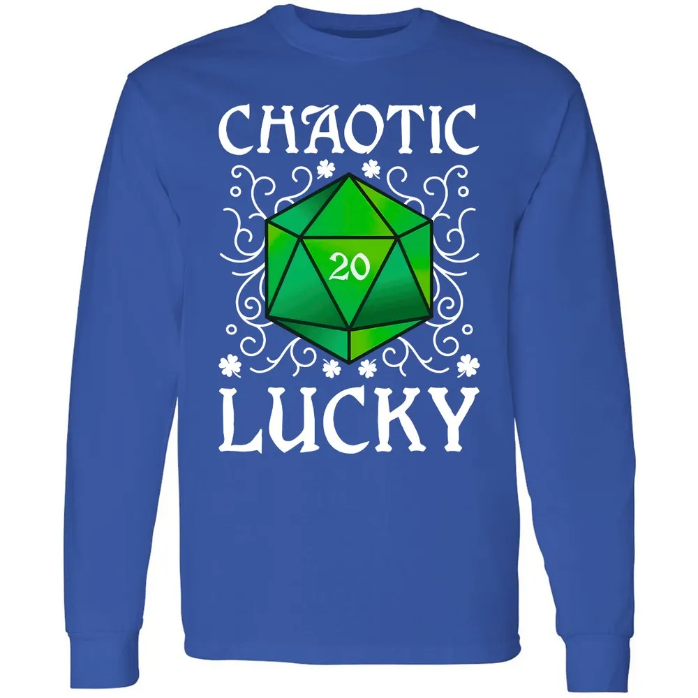 Chaotic Lucky D20 Dice Long Sleeve T-Shirt - Royal - 8