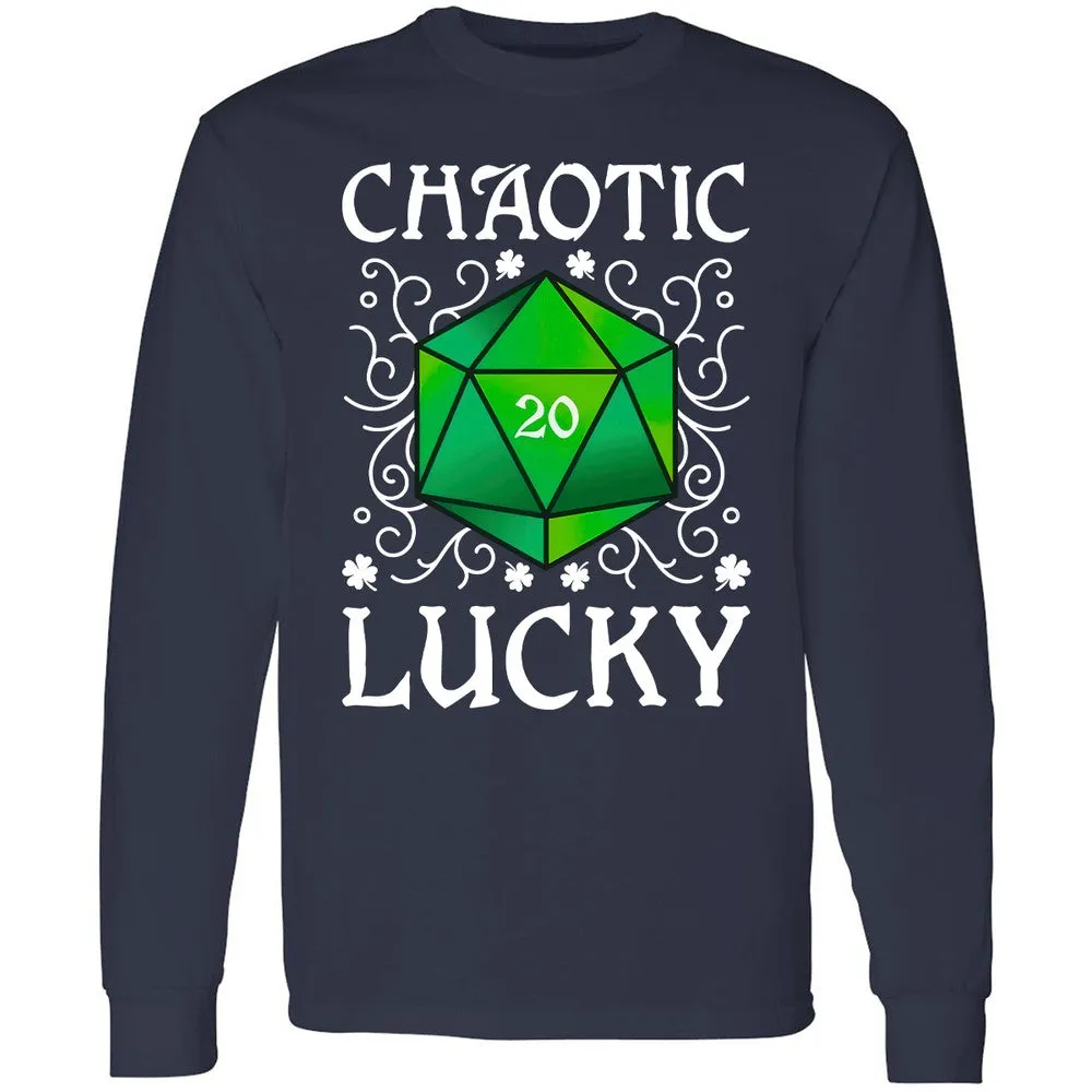 Chaotic Lucky D20 Dice Long Sleeve T-Shirt - Navy - 2