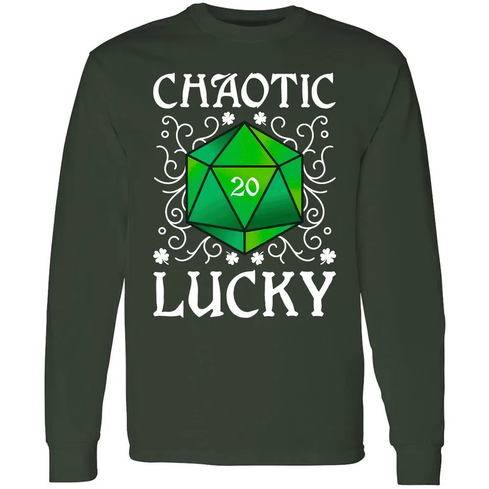 Chaotic Lucky D20 Dice Long Sleeve T-Shirt - Forest Green - 4