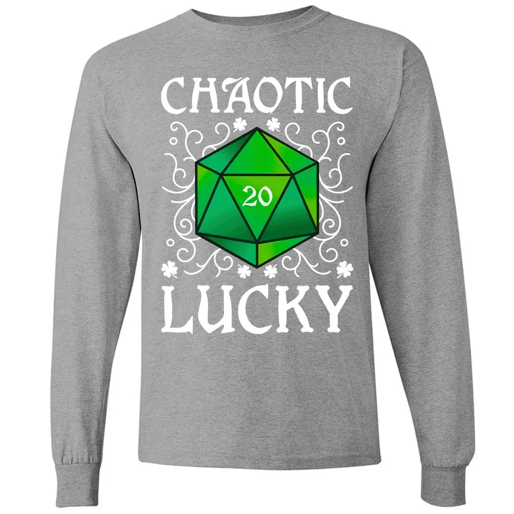 Chaotic Lucky D20 Dice Long Sleeve T-Shirt - Graphite Heather - 6