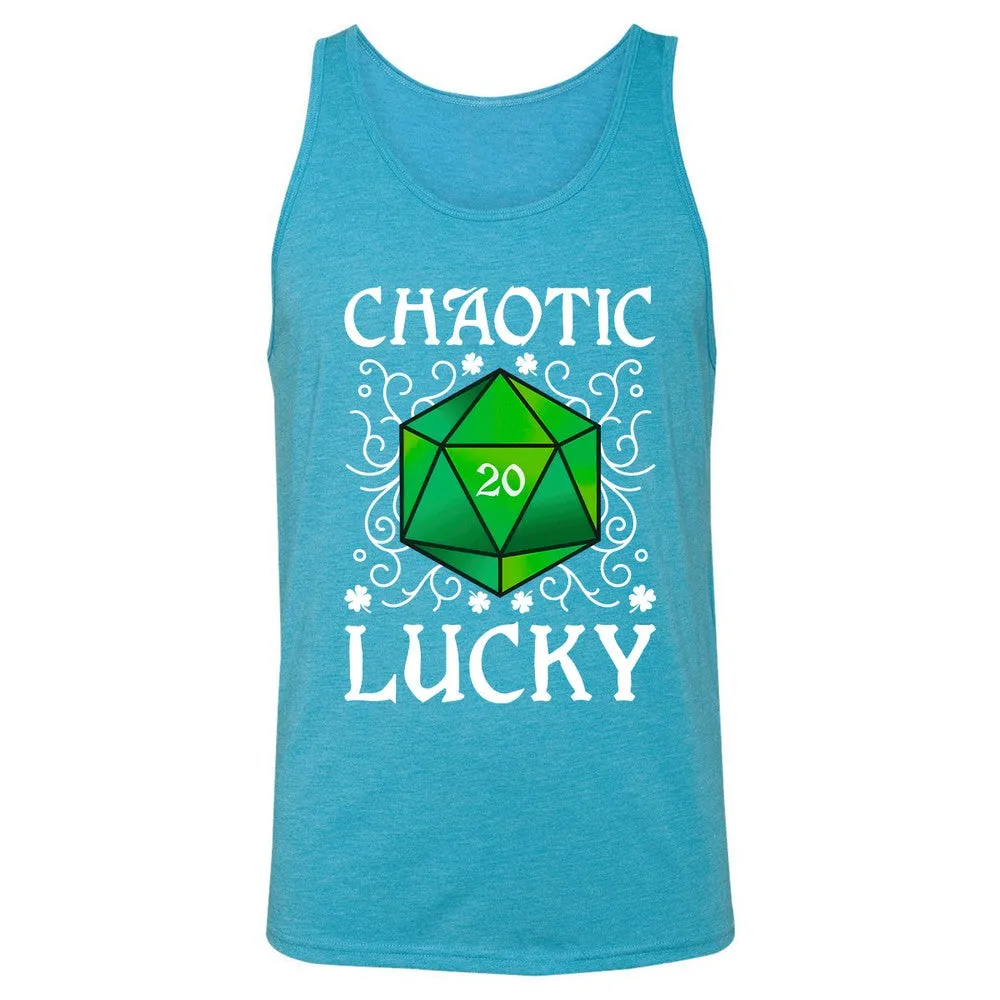 Chaotic Lucky D20 Dice Unisex Jersey Tank - Aqua Triblend - 3