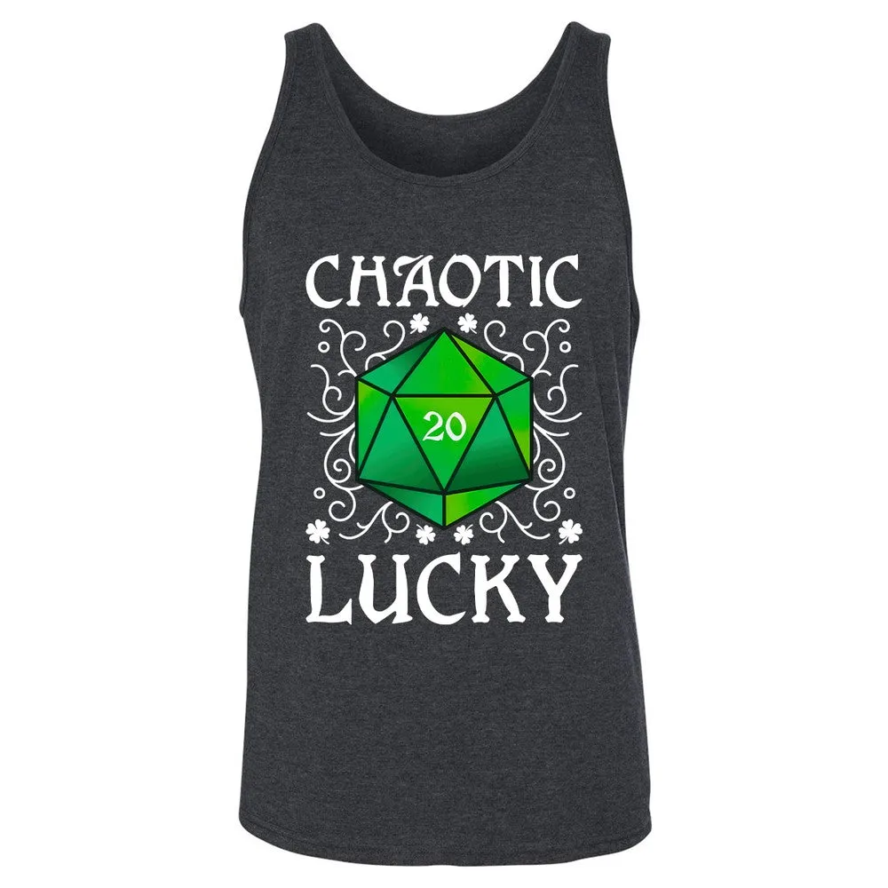 Chaotic Lucky D20 Dice Unisex Jersey Tank - Dark Grey Heather - 6