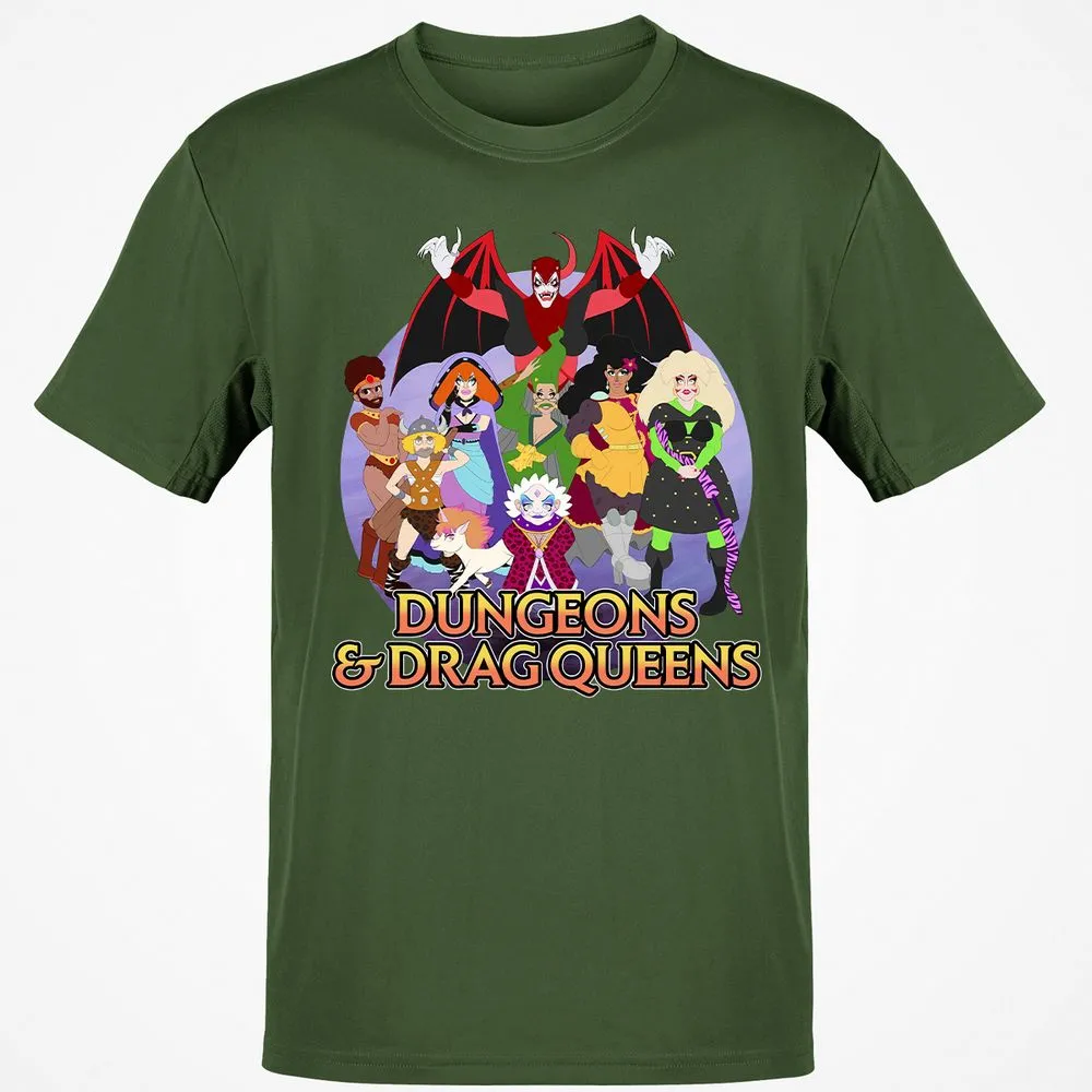 Dungeons n Drag Queens Cartoon Classic Unisex T-Shirt - Military Green - 6