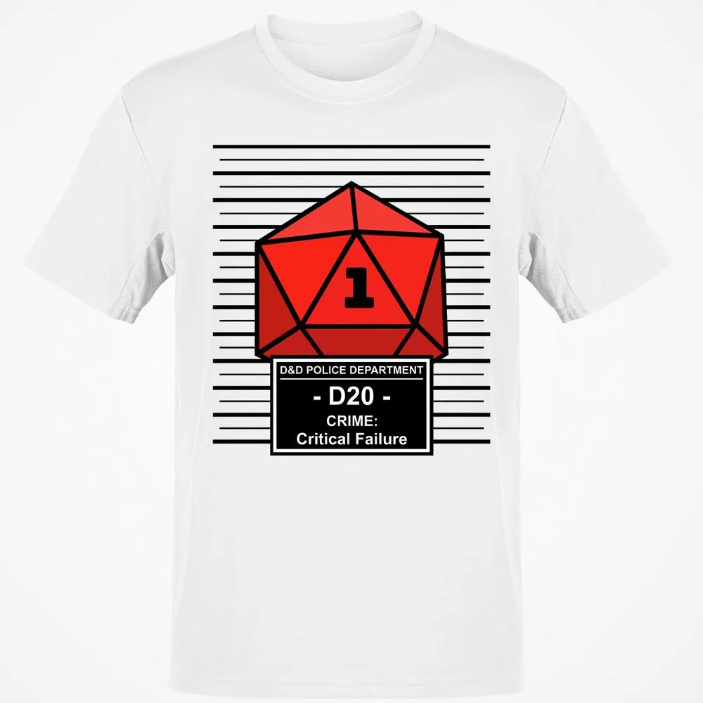 D20 Arrested For Critical Failure Classic Unisex T-Shirt - White - 1