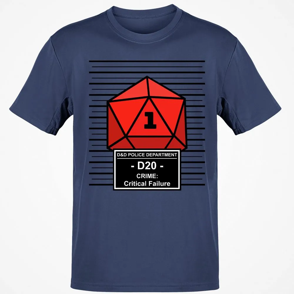 D20 Arrested For Critical Failure Classic Unisex T-Shirt - Navy - 7