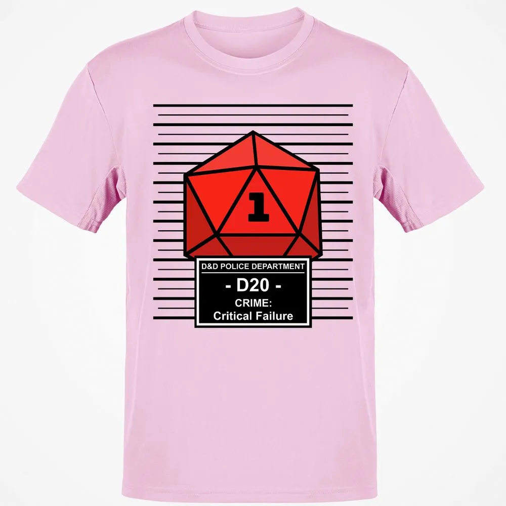 D20 Arrested For Critical Failure Classic Unisex T-Shirt - Light Pink - 5