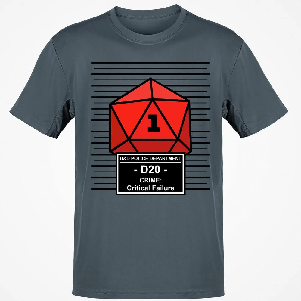 D20 Arrested For Critical Failure Classic Unisex T-Shirt - Charcoal - 3