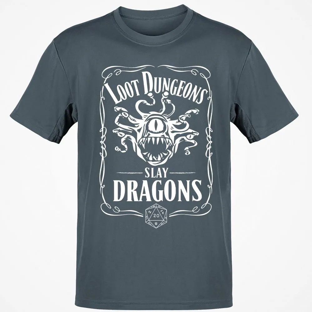Loot Dungeon Slay Dragons Classic Unisex T-Shirt - Charcoal - 3