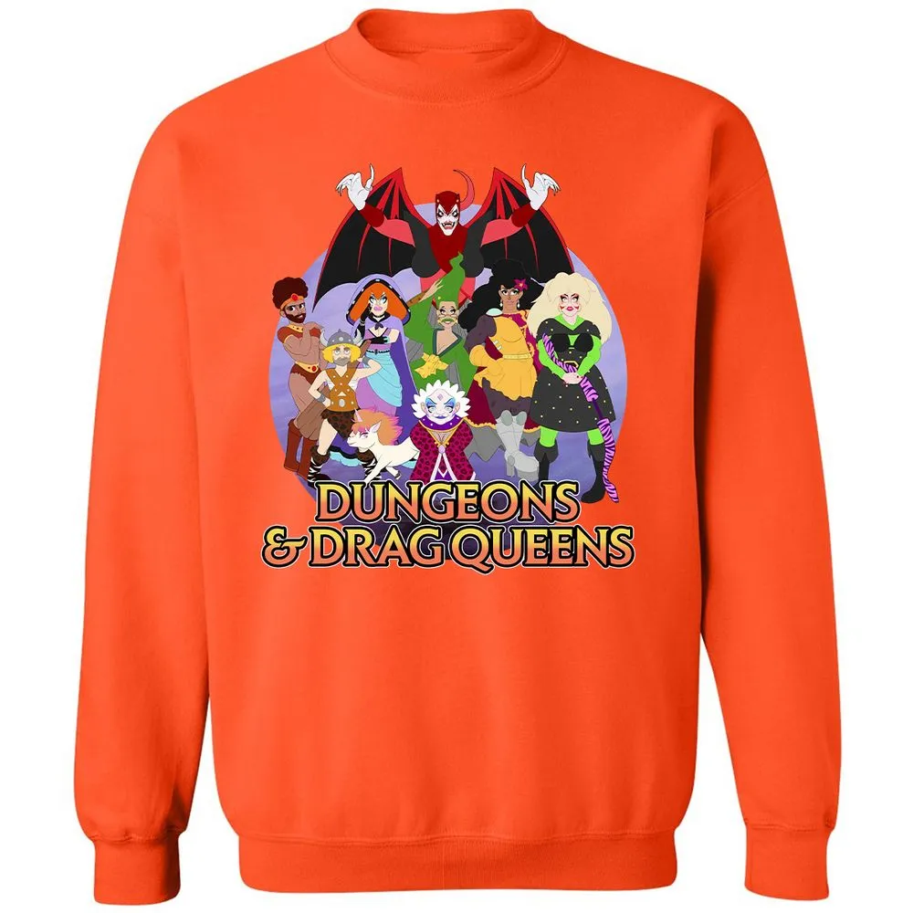 Dungeons n Drag Queens Cartoon Classic Unisex Sweatshirt - Orange - 10
