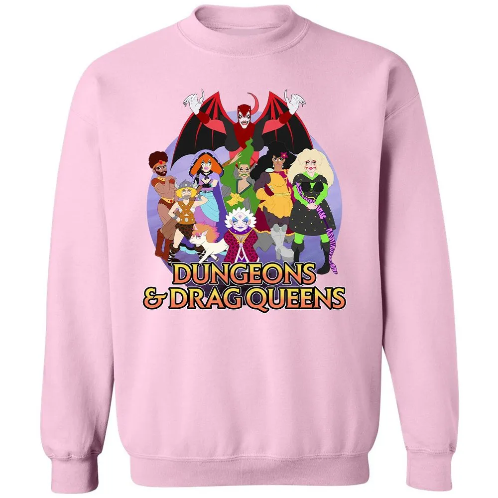 Dungeons n Drag Queens Cartoon Classic Unisex Sweatshirt - Light Pink - 3