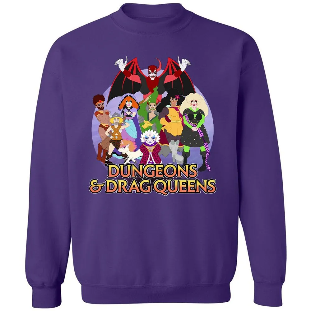 Dungeons n Drag Queens Cartoon Classic Unisex Sweatshirt - Purple - 6