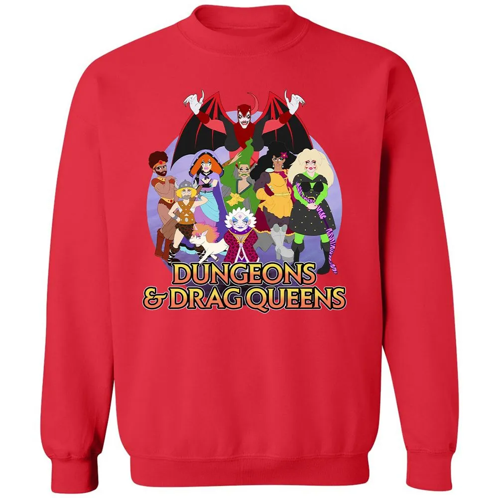Dungeons n Drag Queens Cartoon Classic Unisex Sweatshirt - Red - 5