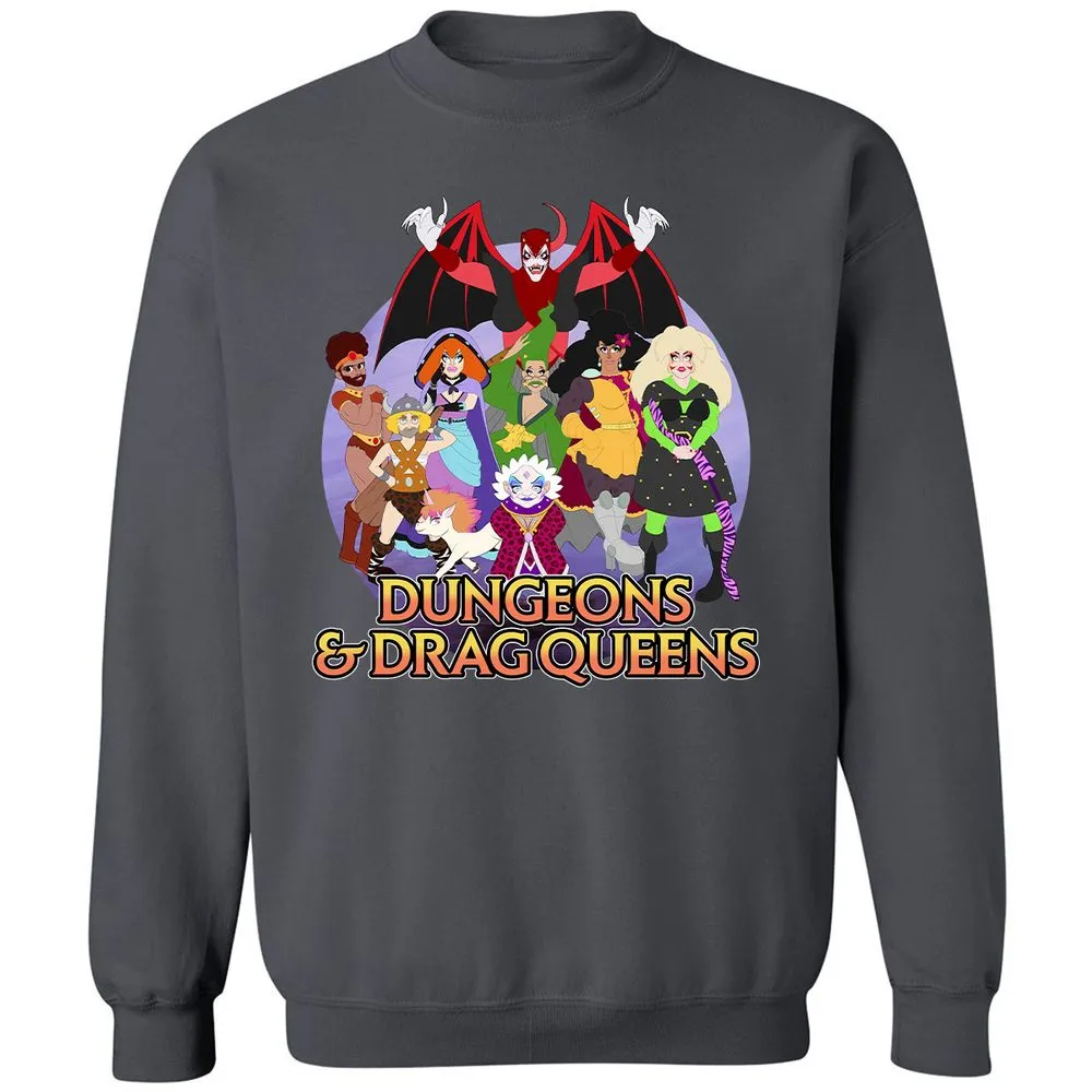 Dungeons n Drag Queens Cartoon Classic Unisex Sweatshirt - Charcoal - 7