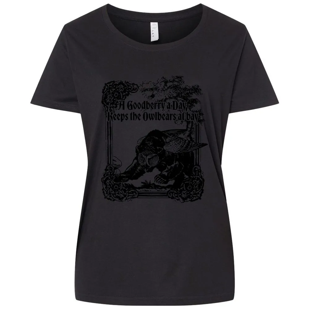 A Goodberry A Day Keeps The Owlbears At Bay Ladies Curvy Jersey - Blended Black - 1