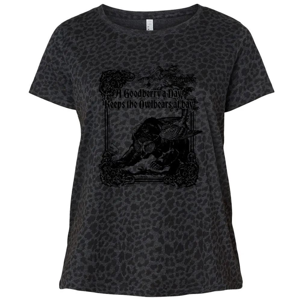 A Goodberry A Day Keeps The Owlbears At Bay Ladies Curvy Jersey - Black Leopard - 11
