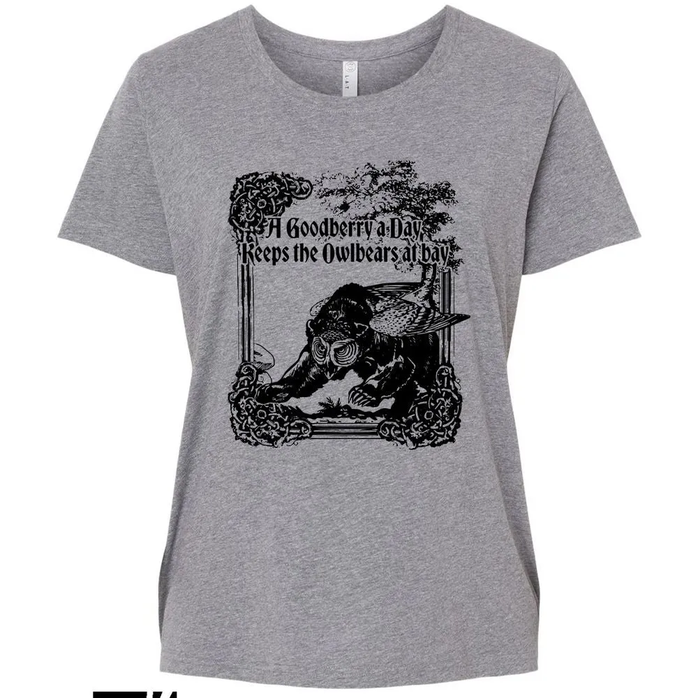 A Goodberry A Day Keeps The Owlbears At Bay Ladies Curvy Jersey - Granite Heather - 9