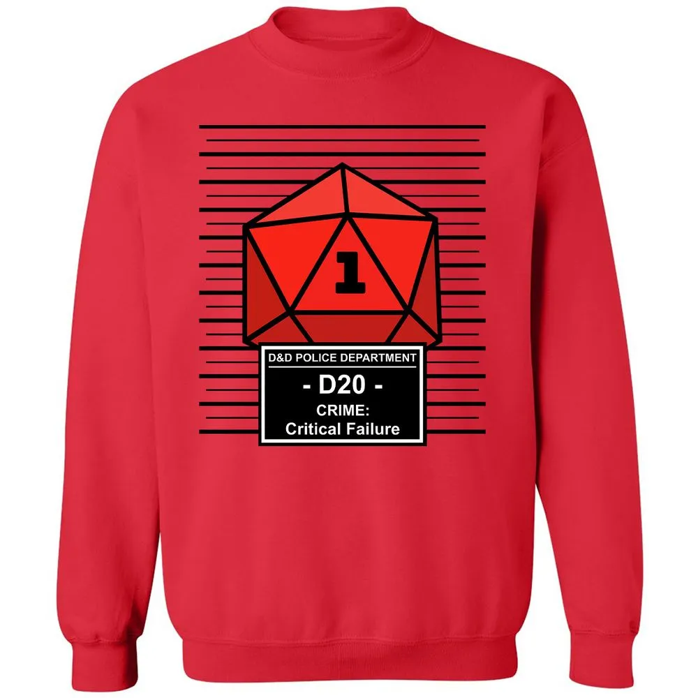 D20 Arrested For Critical Failure Classic Unisex Sweatshirt - Red - 5