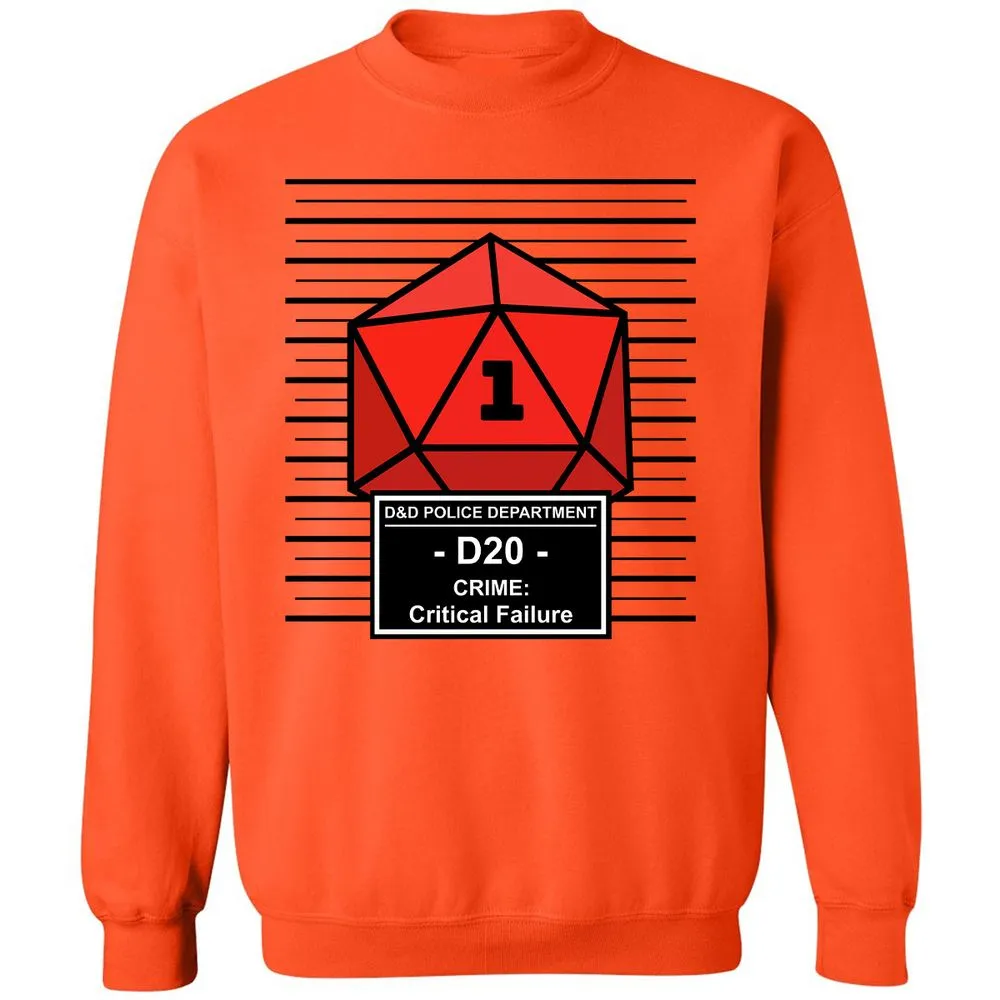 D20 Arrested For Critical Failure Classic Unisex Sweatshirt - Orange - 10