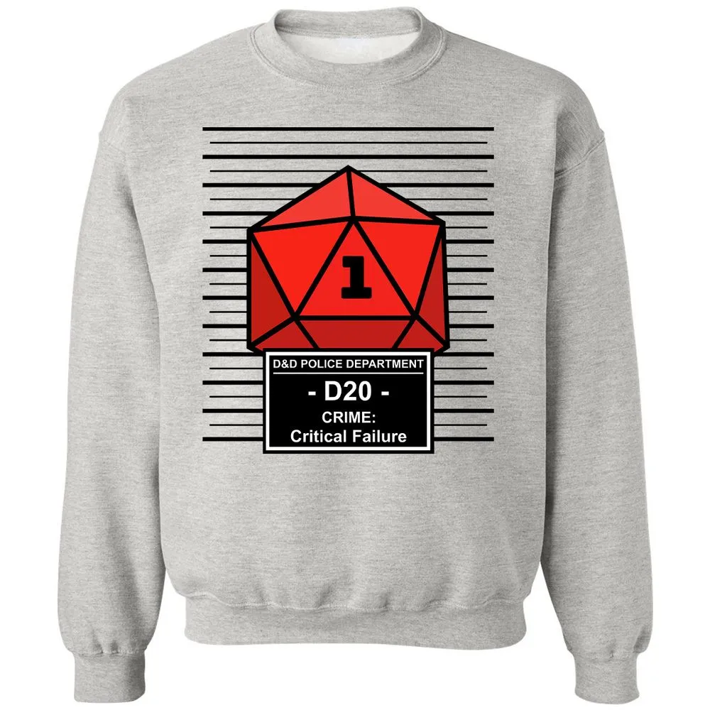 D20 Arrested For Critical Failure Classic Unisex Sweatshirt - Ash - 2