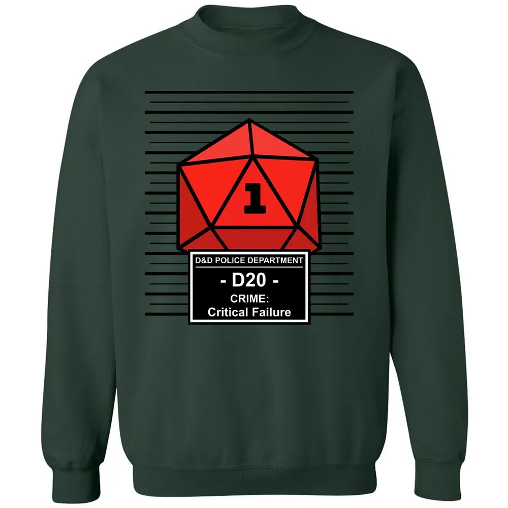D20 Arrested For Critical Failure Classic Unisex Sweatshirt - Forest Green - 4