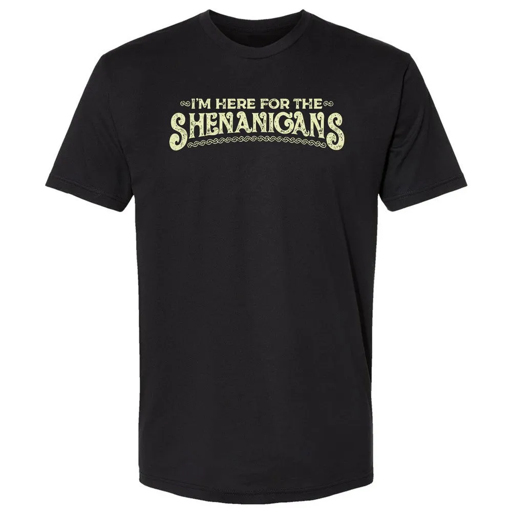 Here For The Shenanigans Premium Unisex T-Shirt - Black - 5