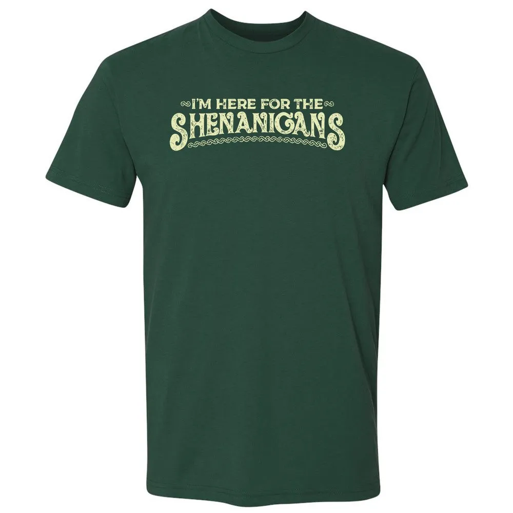Here For The Shenanigans Premium Unisex T-Shirt - Forest Green - 13