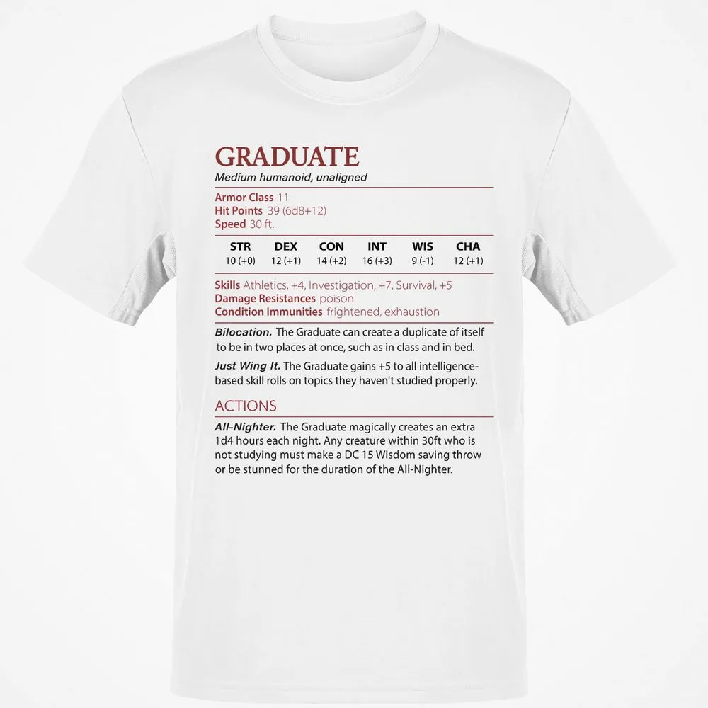 Graduate Stats Classic Unisex T-Shirt - White - 1