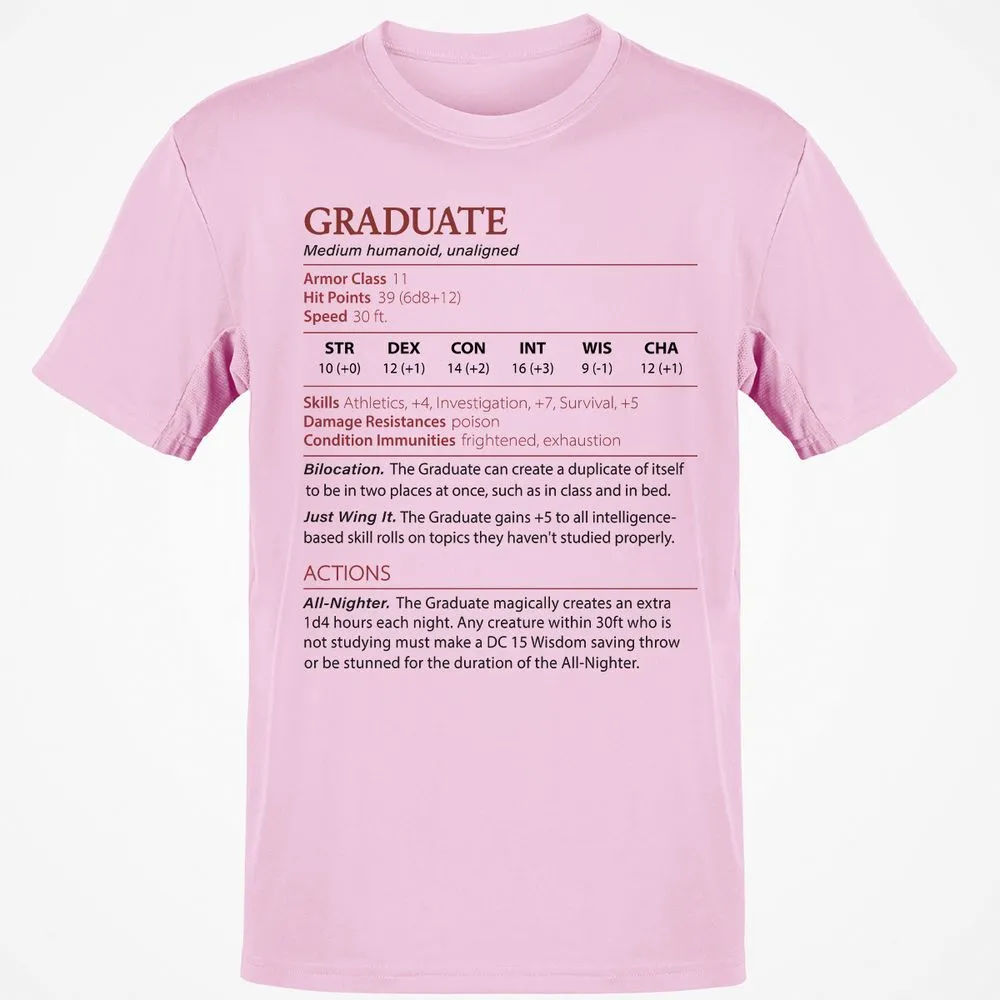Graduate Stats Classic Unisex T-Shirt - Light Pink - 5