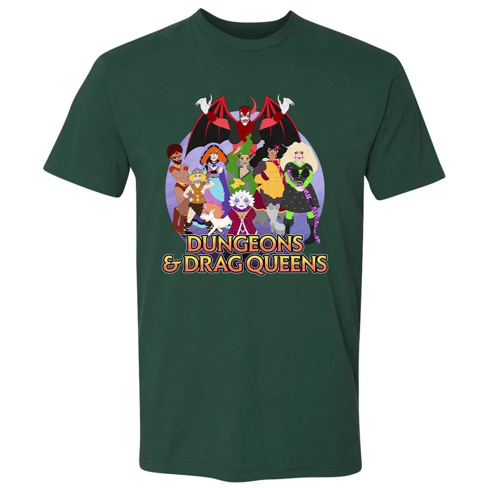 Dungeons n Drag Queens Cartoon Premium Unisex T-Shirt - Forest Green - 13