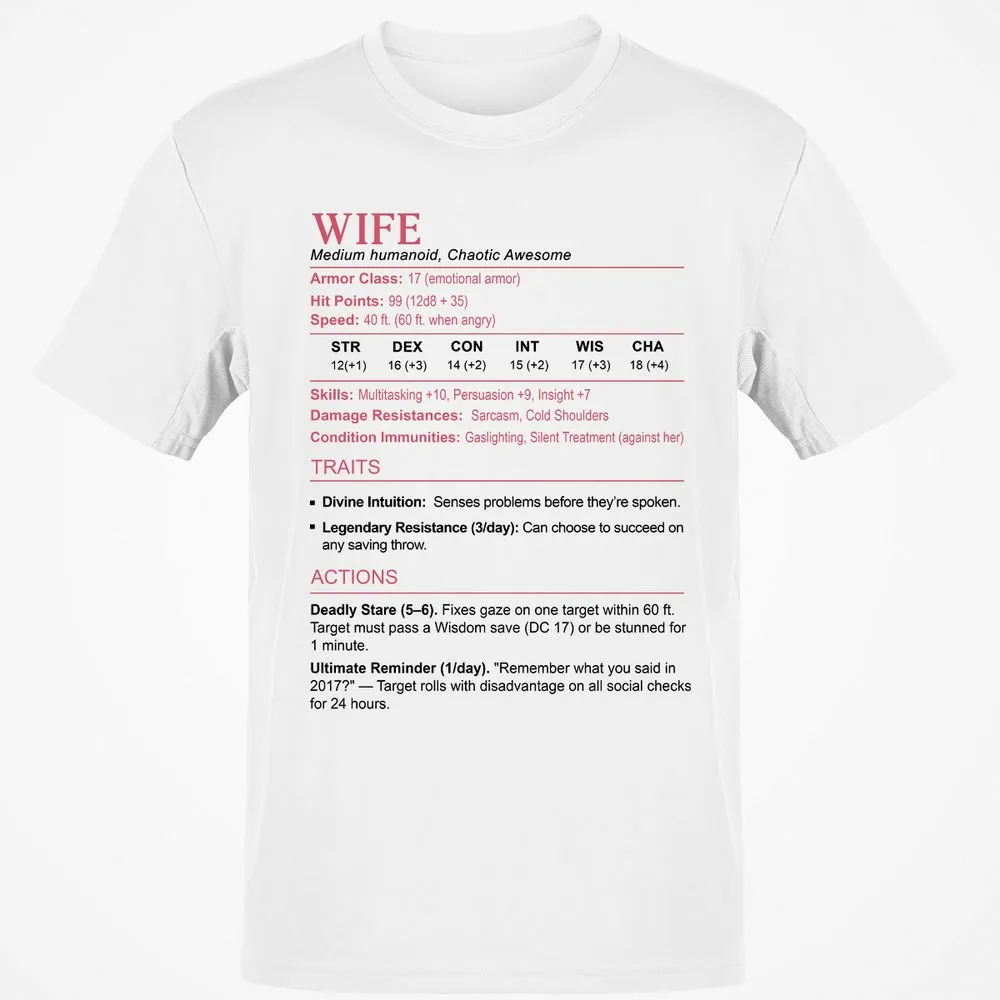 Wife Stats 2 Classic Unisex T-Shirt - White - 1