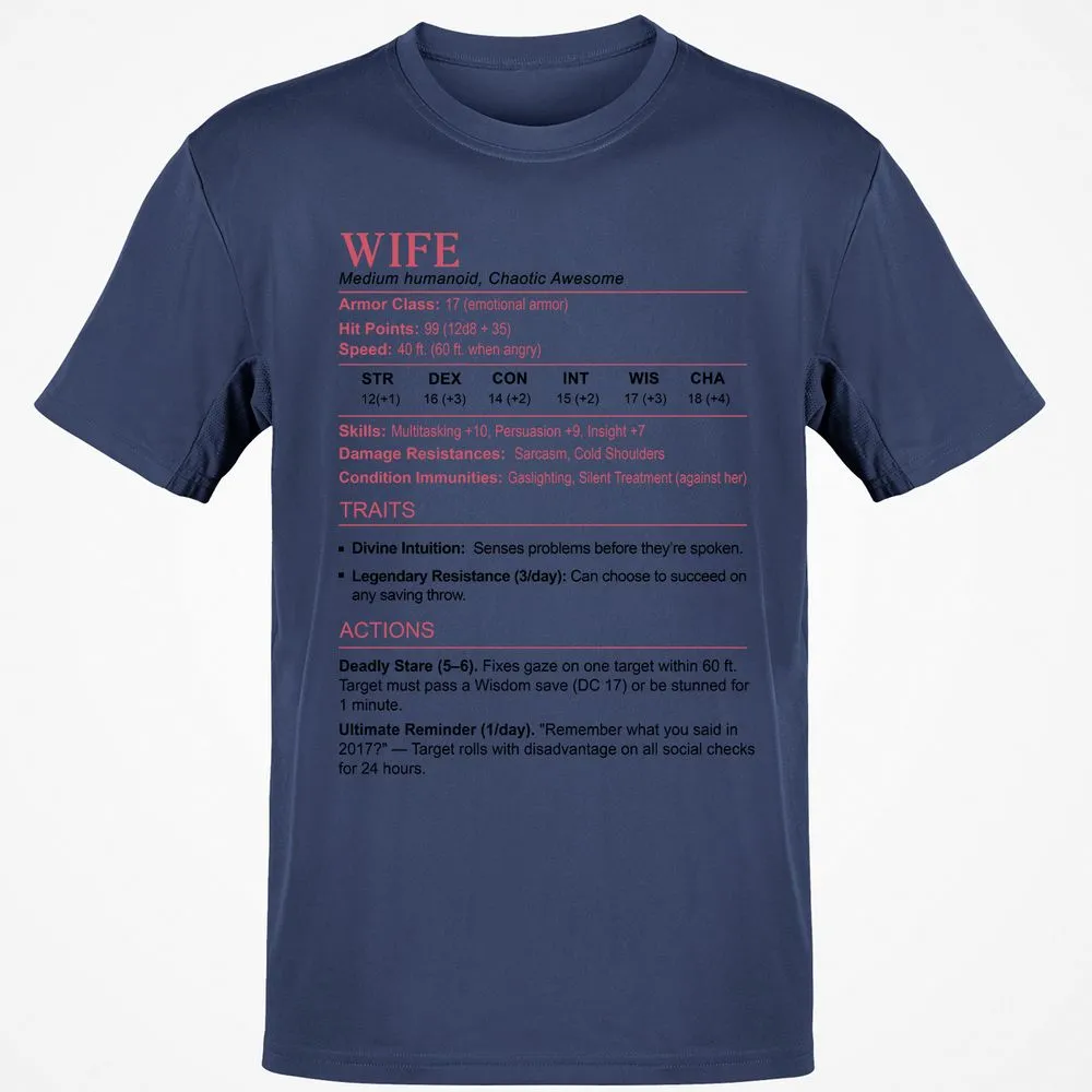 Wife Stats 2 Classic Unisex T-Shirt - Navy - 7