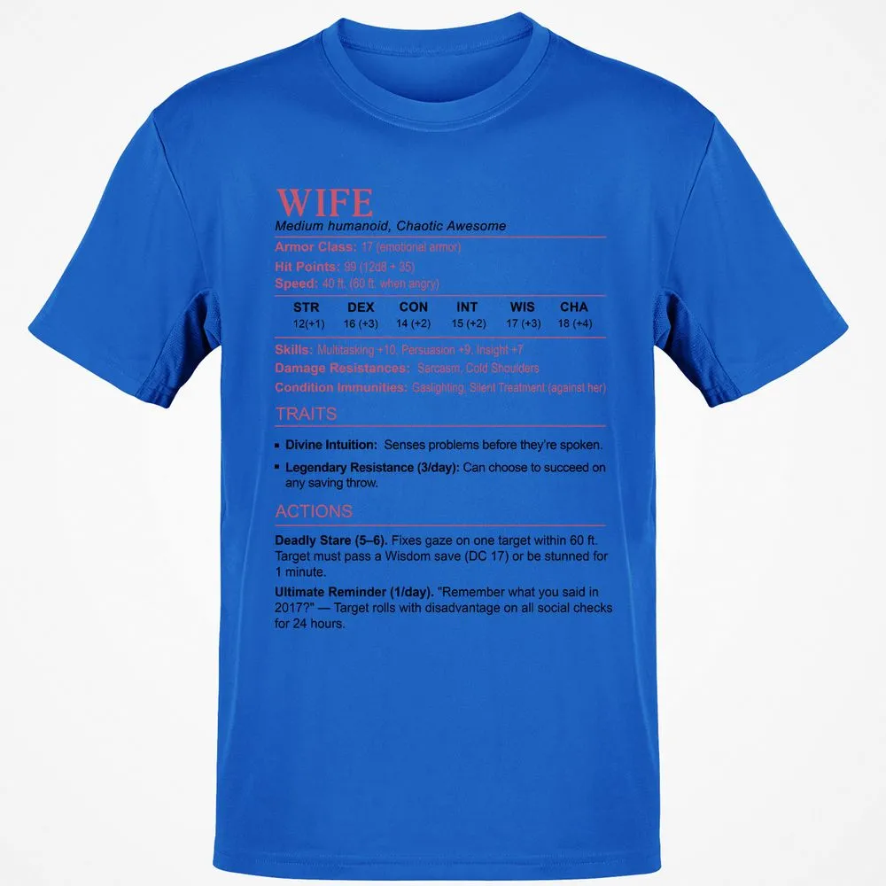 Wife Stats 2 Classic Unisex T-Shirt - Royal - 11