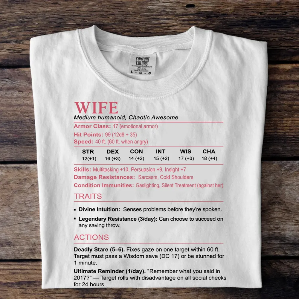 Wife Stats 2 Classic Unisex T-Shirt - 1