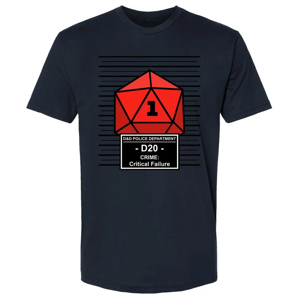 D20 Arrested For Critical Failure Premium Unisex T-Shirt - Midnight Navy - 14