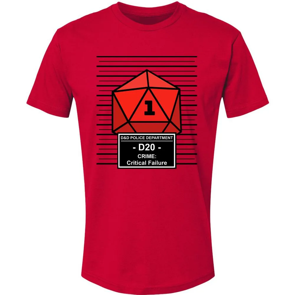 D20 Arrested For Critical Failure Premium Unisex T-Shirt - Red - 6