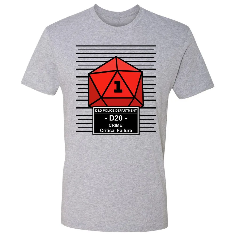 D20 Arrested For Critical Failure Premium Unisex T-Shirt - Heather Grey - 9