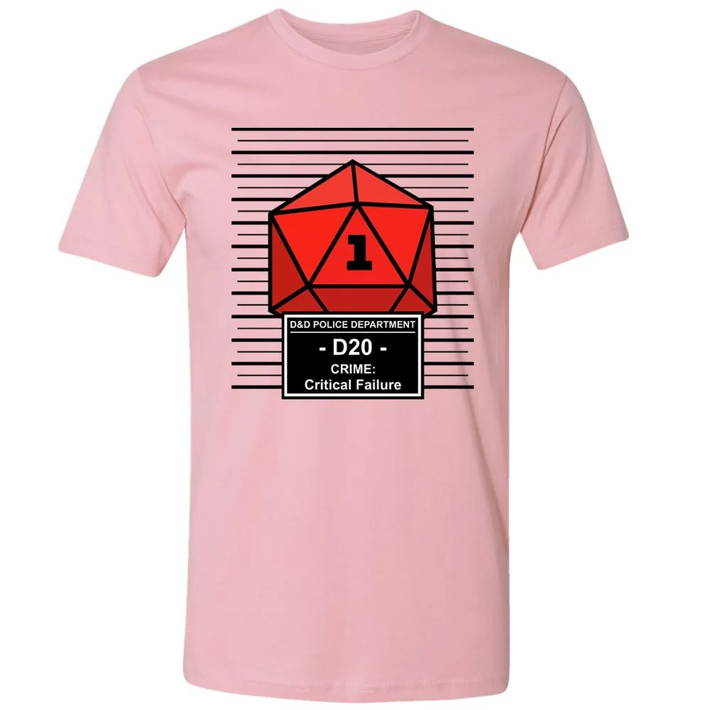 D20 Arrested For Critical Failure Premium Unisex T-Shirt - Light Pink - 3