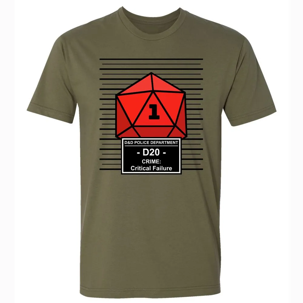 D20 Arrested For Critical Failure Premium Unisex T-Shirt - Military Green - 5