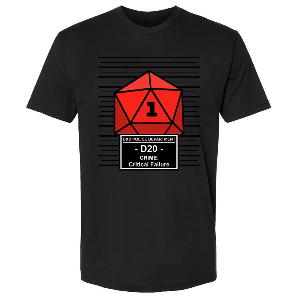 D20 Arrested For Critical Failure Premium Unisex T-Shirt - Black - 16
