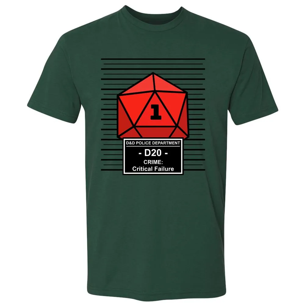D20 Arrested For Critical Failure Premium Unisex T-Shirt - Forest Green - 13