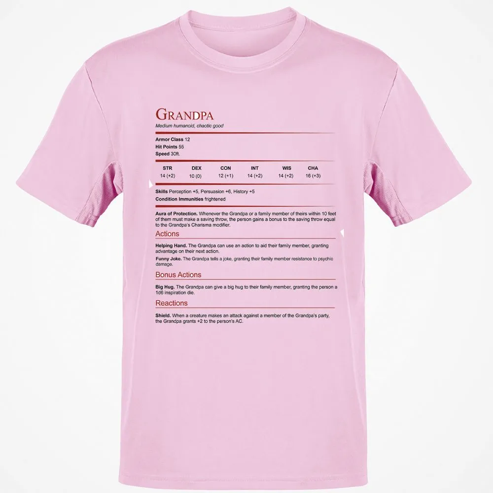 Grandpa Stat Block Classic Unisex T-Shirt - Light Pink - 5