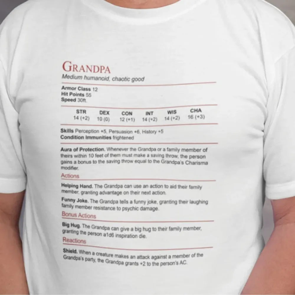 Grandpa Stat Block Classic Unisex T-Shirt - 1