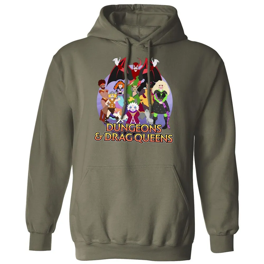 Dungeons n Drag Queens Cartoon Classic Unisex Hoodie - Military Green - 4