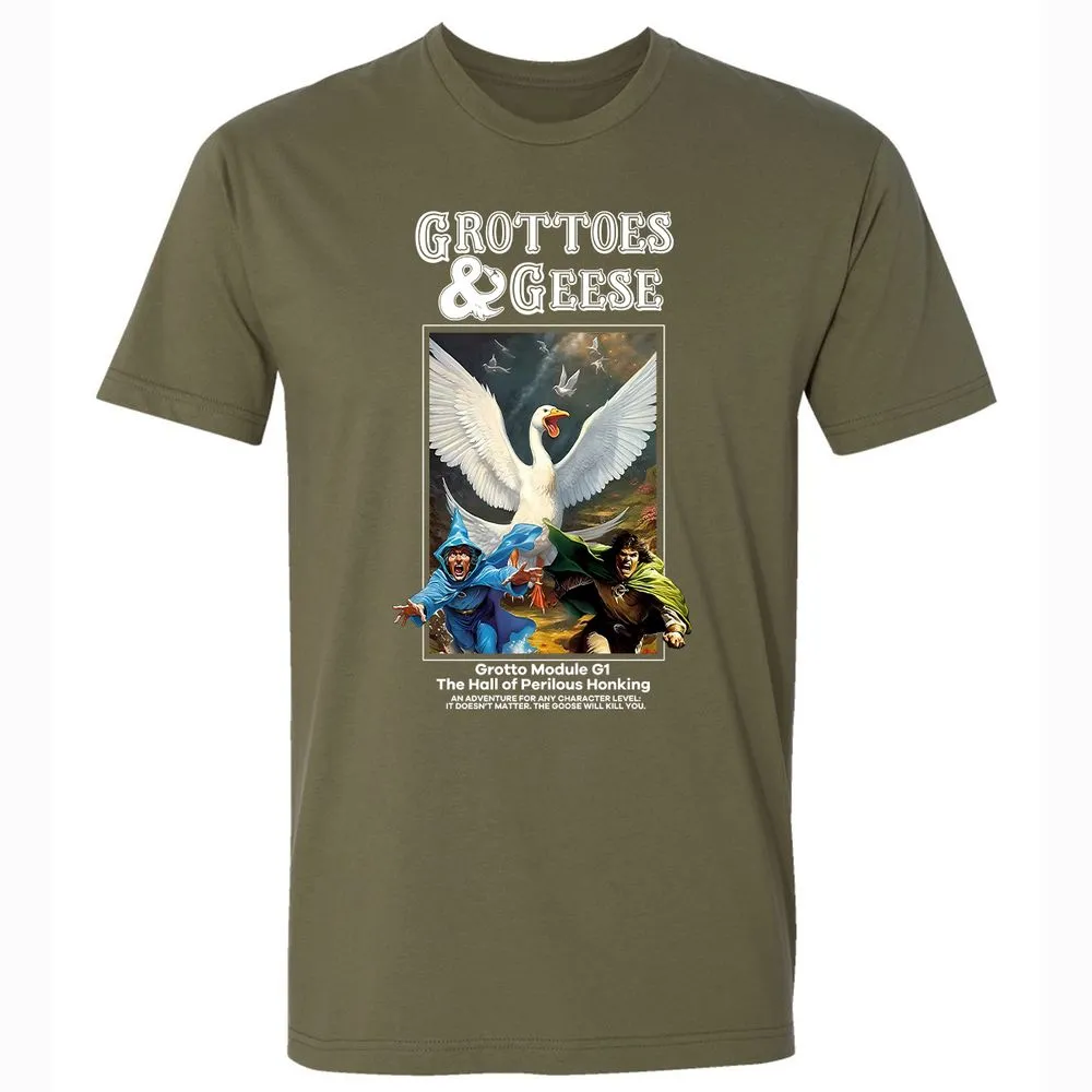 Grottoes & Geese Premium Unisex T-Shirt - Military Green - 5