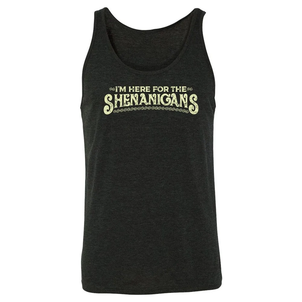 Here For The Shenanigans Unisex Jersey Tank - Charcoal Black Triblend - 5