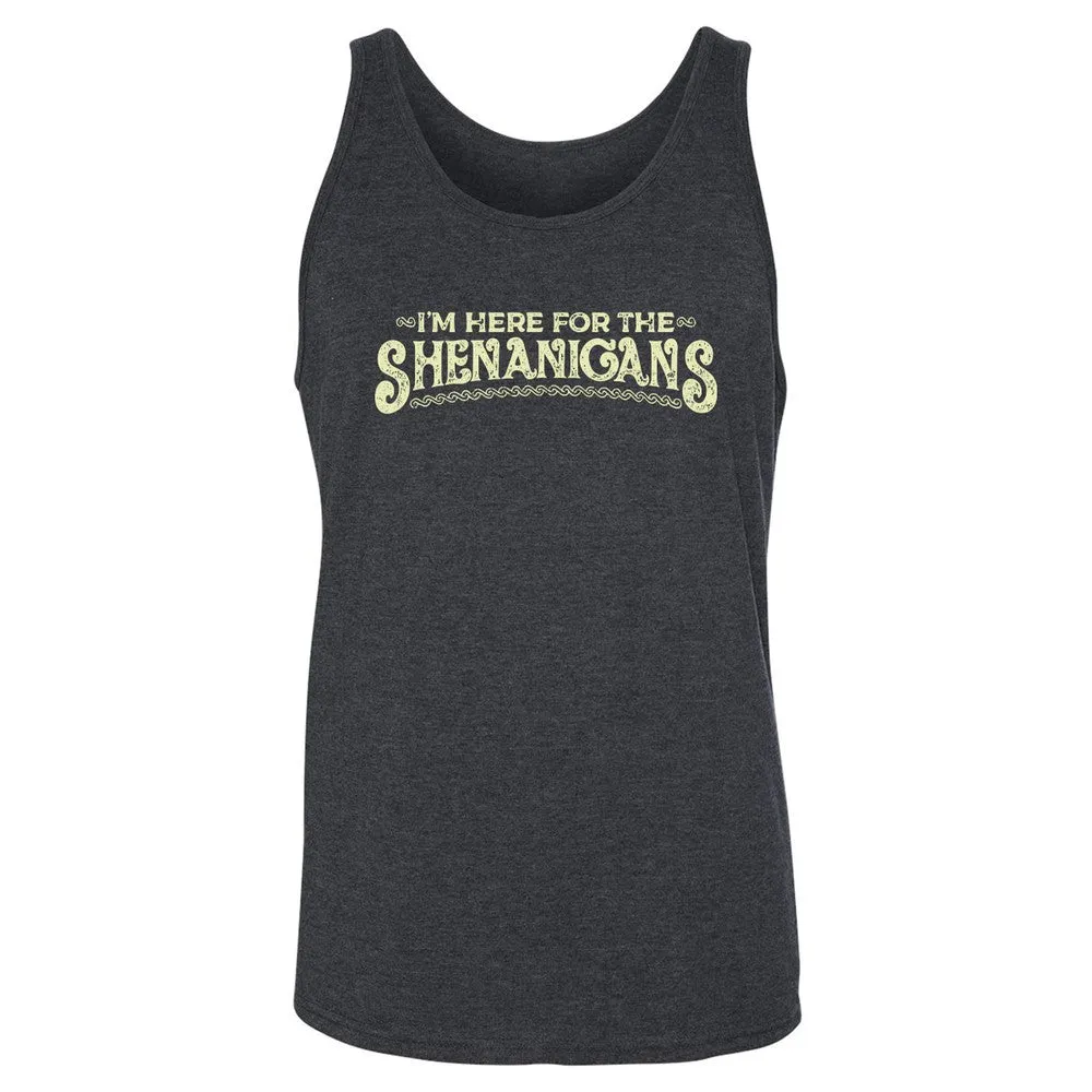 Here For The Shenanigans Unisex Jersey Tank - Dark Grey Heather - 6