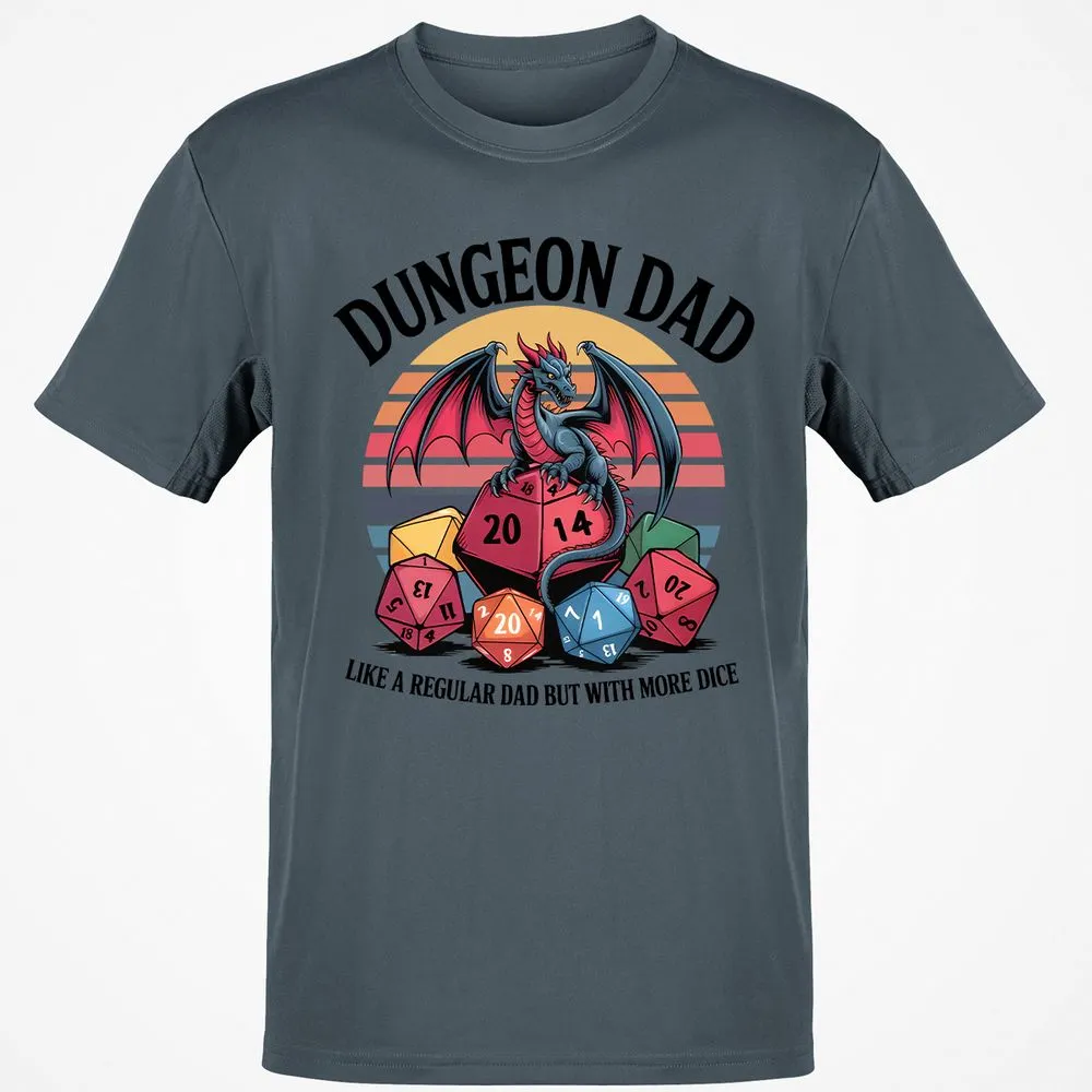 Dungeon Dad With More Dice Classic Unisex T-Shirt - Charcoal - 3