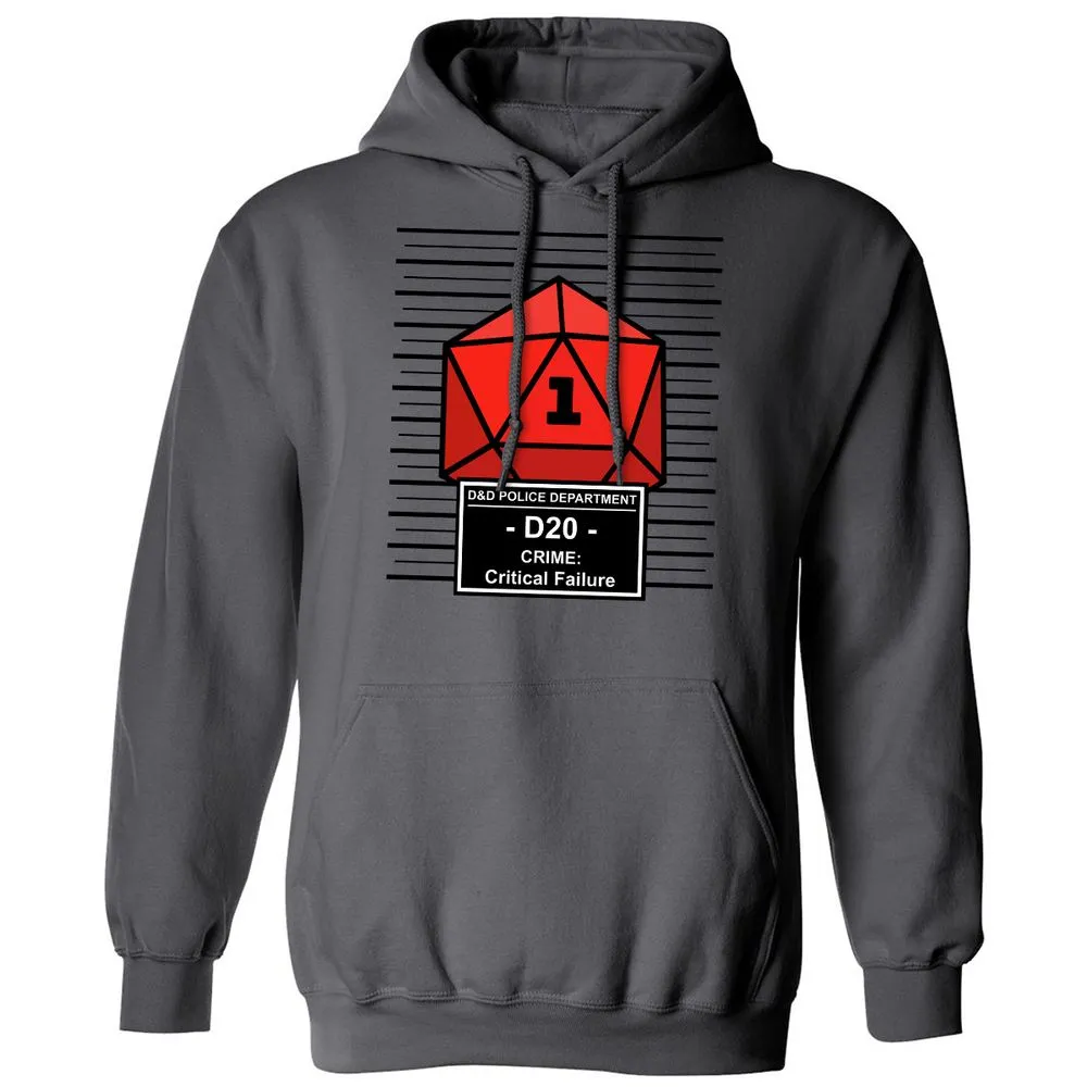 D20 Arrested For Critical Failure Classic Unisex Hoodie - Charcoal - 7