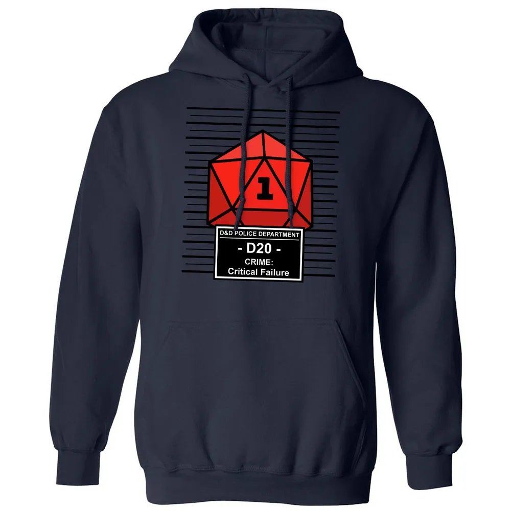 D20 Arrested For Critical Failure Classic Unisex Hoodie - Navy - 8