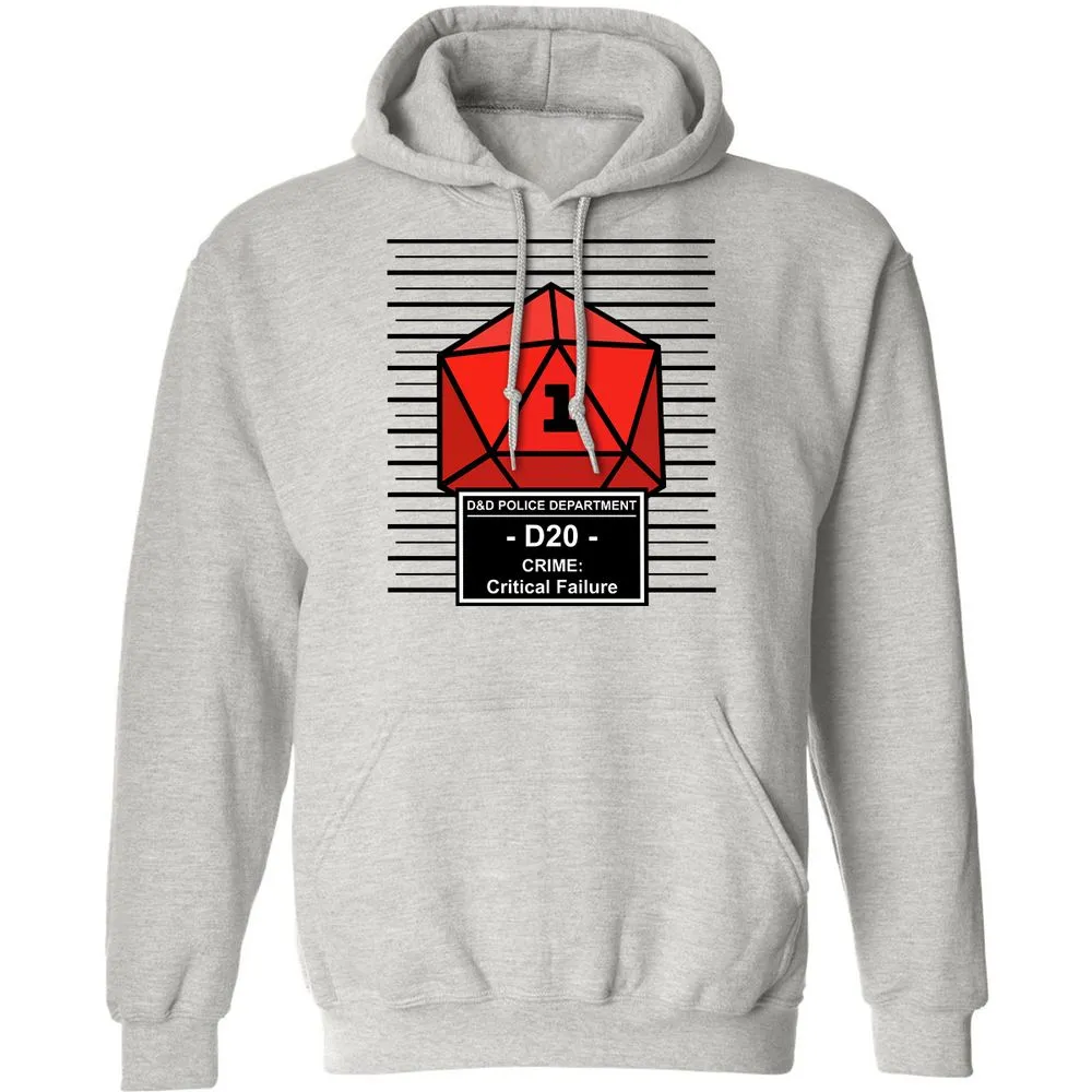 D20 Arrested For Critical Failure Classic Unisex Hoodie - Ash - 2